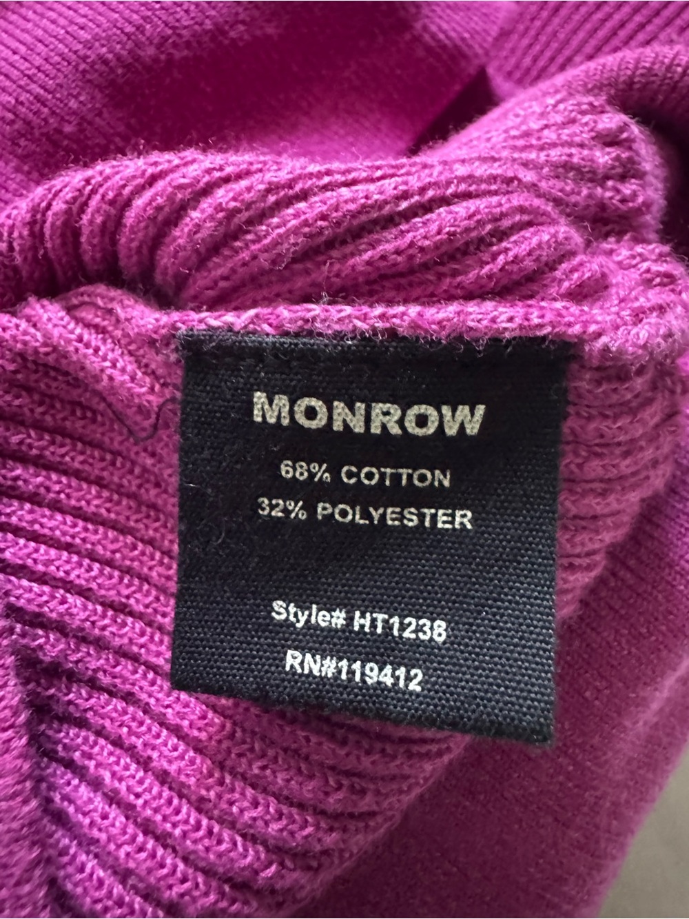 Monrow Twotone Rib Polo Top in Raspberry Rose Color size Medium - Picture 11 of 12
